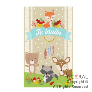 ANIMALES DEL BOSQUE INVITACION x 10